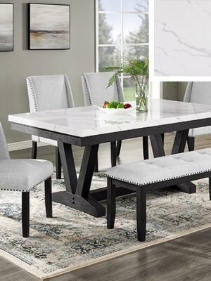 1319-6P VANCE FAUX TBL/WING CHAIRS,BENCH