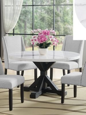 1320-54R-5P VARLEY MARBLE ROUND TBL,WING CHAIRS