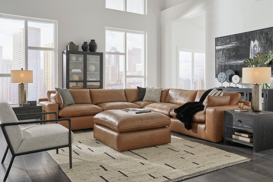 30901-64-46-2-77-65-08-t989-pillow_orig.jpg Ashley 309-01 - 5PC Genuine Leather Sectional Set