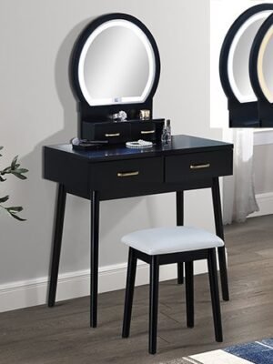 4905SET-BK CECILIA VANITY TABLE & STOOL-BLACK