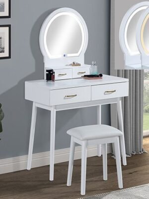 4905SET-WH CECILIA VANITY TABLE & STOOL-WHITE