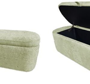 4924GR-BENCH PHILIPA STORAGE BENCH-L.GREEN TWEED