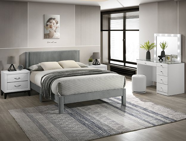 5097LG LUCIA BED FRAME LIGHT GRAY