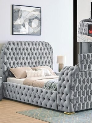5115GY NATALIA BED W/FIREPLACE,TV LIFT GY