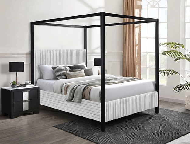 5262LG.jpeg 5262LG CORA CANOPY BED LIGHT GREY