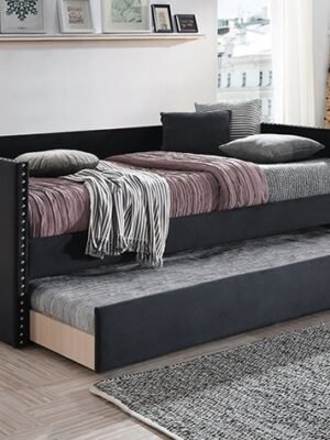 5321BK-SET SADIE BLACK VELVET DAYBED