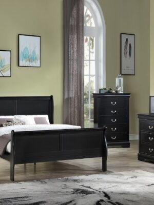 SETB3950 LOUIS PHILIP BLACK BEDROOM GROUP