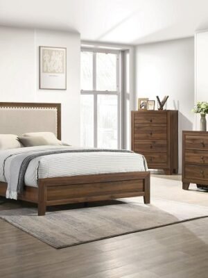 SETB9255 MILLIE UPHOLSTERED BED GROUP BROWN