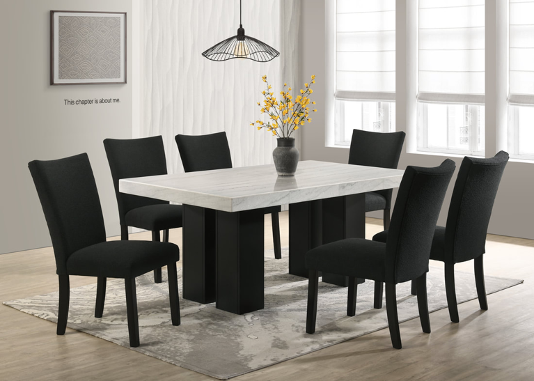 Finley 7Pc Dining Table Set Genuine Marble