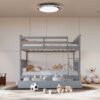 BB33 Full/Full Bunk Bed w/Twin Trundle Gray