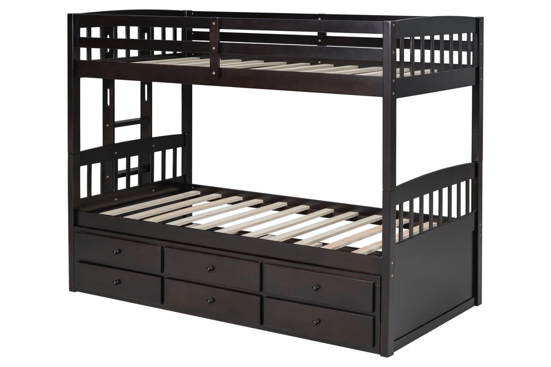 bb40-1_orig.jpeg BB40 TWIN/TWIN Bunk Bed w/Twin Trundle + 3 Drawers Espresso