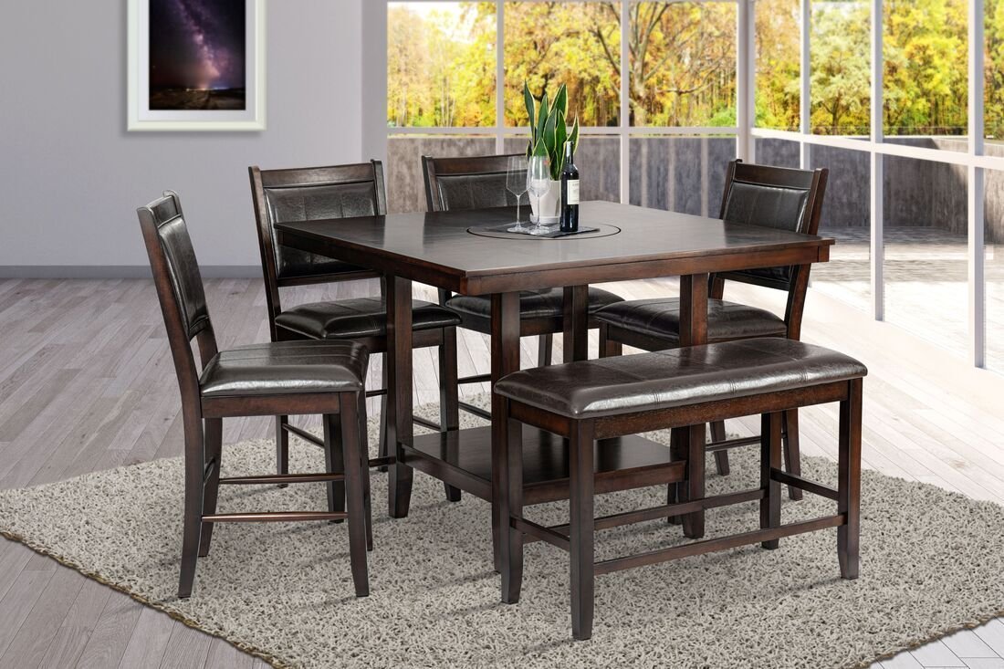 d2320-set-w-background_orig.jpeg D2320 - Counter Height Table + 4 Chair + Bench Set