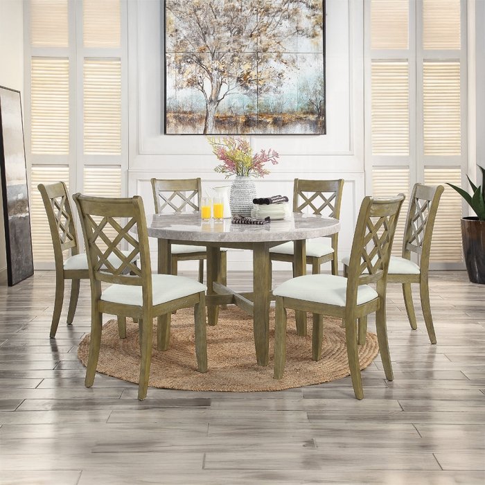 Karsen Dining Table W/Marble Top 5PC
