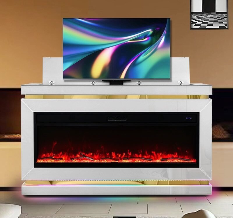 A94 TV STAND W/FIREPLACE (WHITE)
