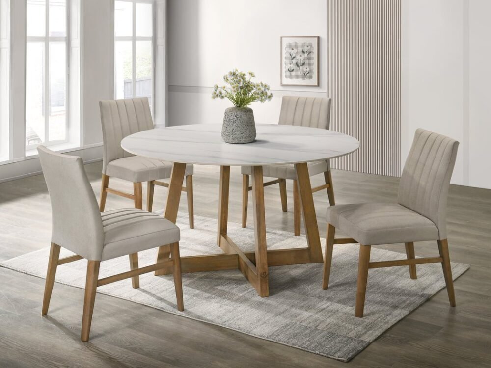 ENZO10 Light Oak Dining Table + 4 Chair Set