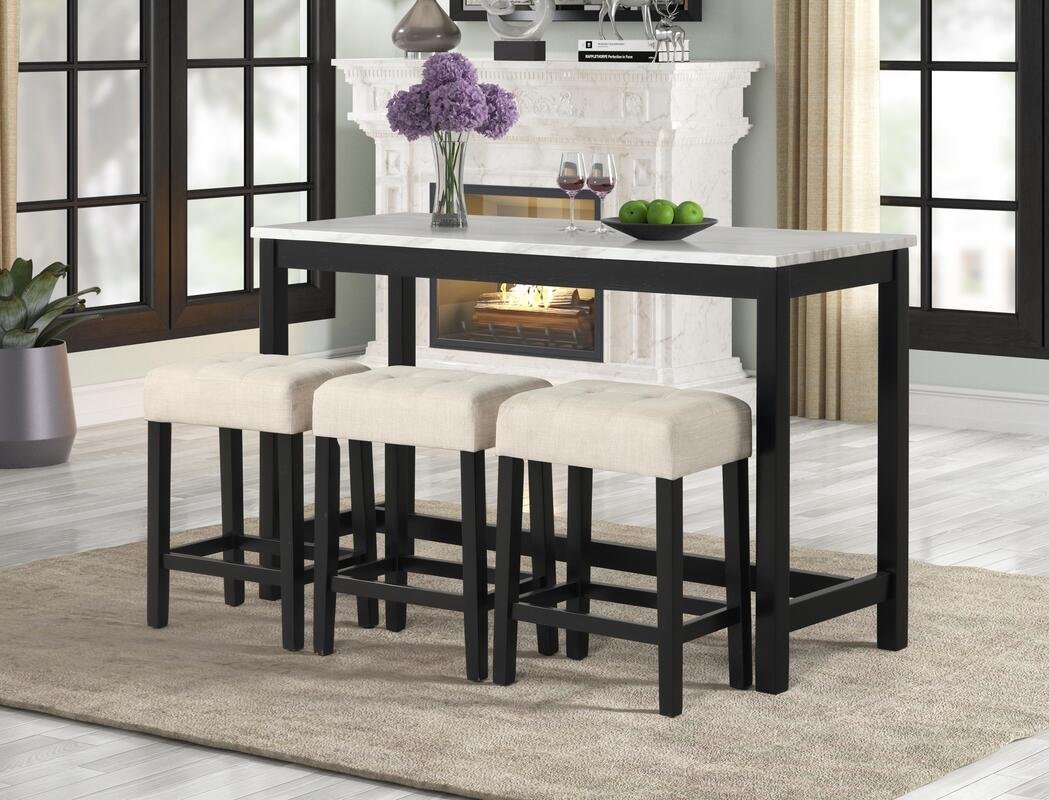 gloria-linen_orig.jpeg Gloria Linen - Pub Table + 3 Chair Set