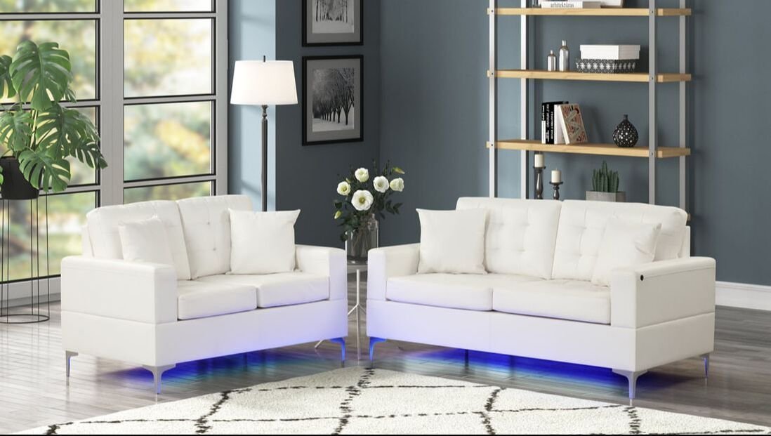 miami-white-1-2.jpg Miami White - Sofa & Loveseat Set (LED LIGHTS)