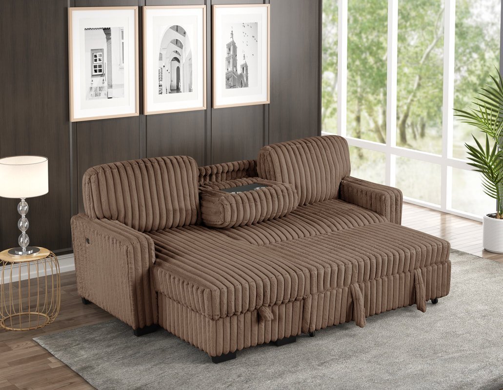 poland-mocha_orig.jpg Poland Mocha Reversible Sectional With Pull-Out Bed